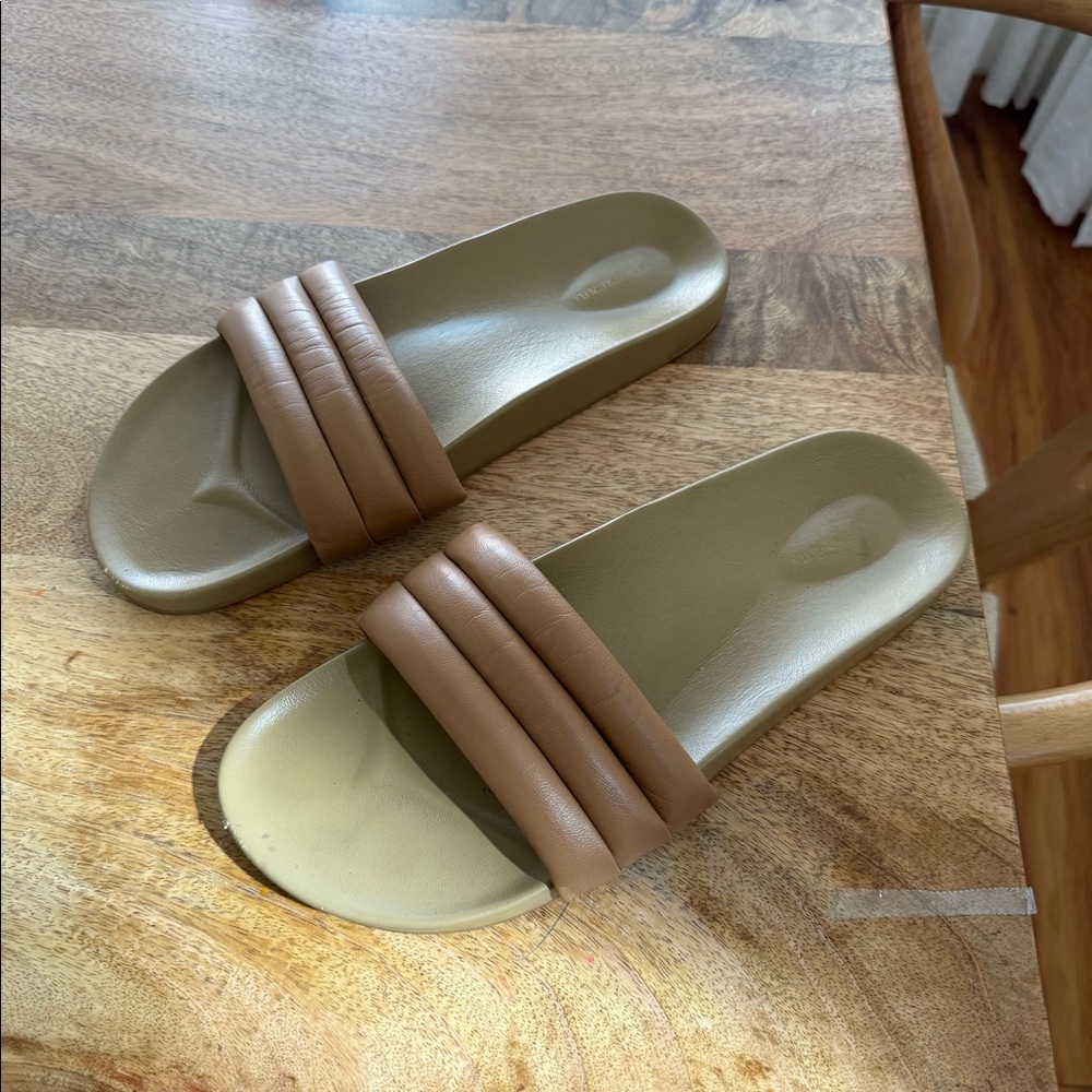 Popular tan sandals, worn only once basically brand new!